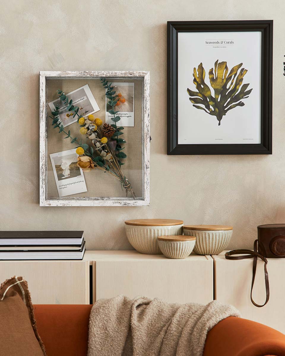 Rustic White Shadow Box Frame Window Door With Hinge in 7 Sizes