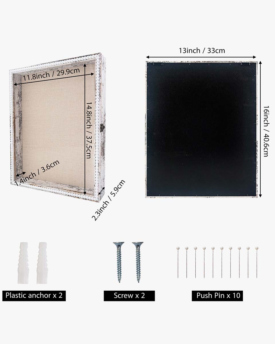 White Deep Front Open with Hinge Beaded Designed Picture Shadow Box with Linen Back in 3 Sizes