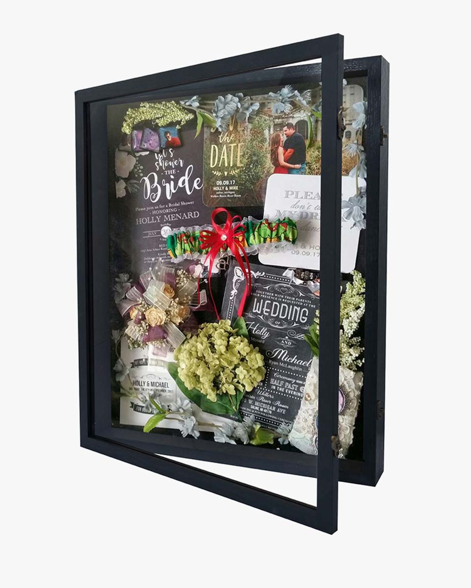 Rustic Black Shadow Box Frame Window Door With Hinge in 7 Sizes