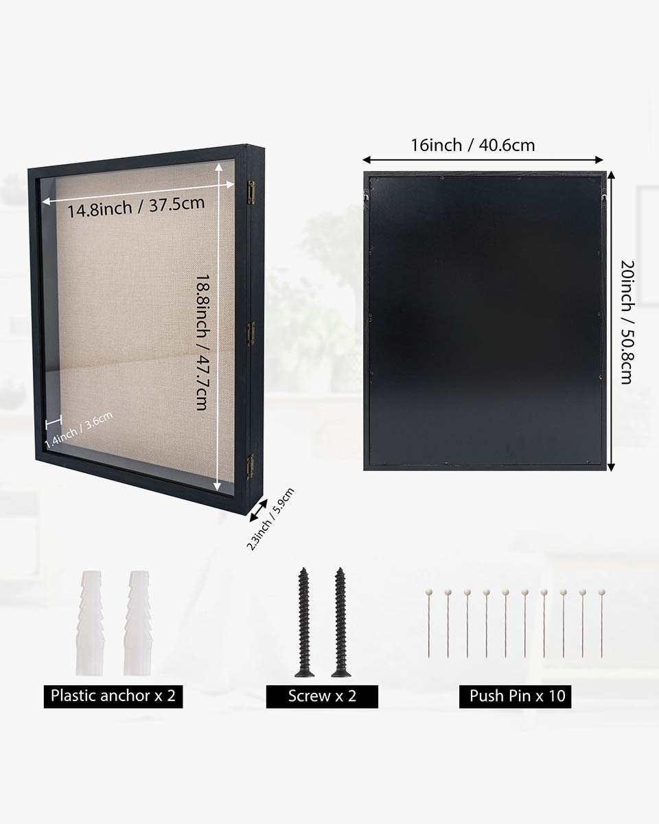 Rustic Black Shadow Box Frame Window Door With Hinge in 7 Sizes
