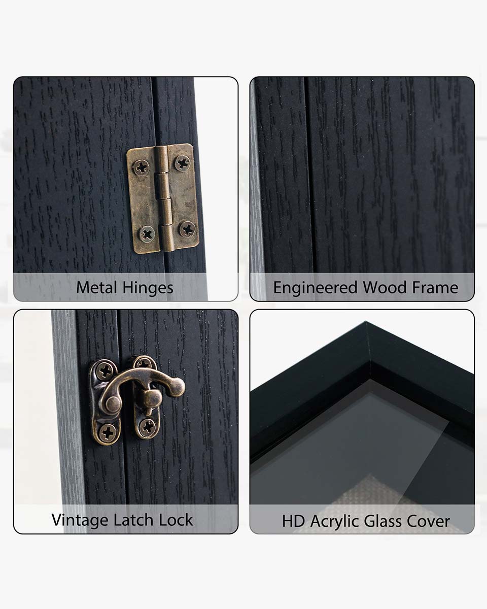 Rustic Black Shadow Box Frame Window Door With Hinge in 7 Sizes