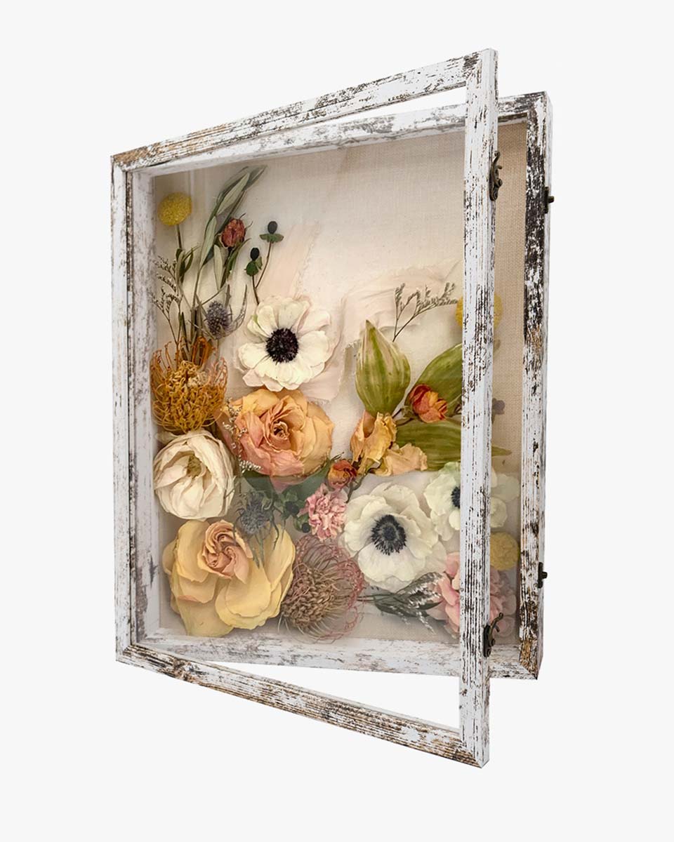 Rustic White Shadow Box Frame Window Door With Hinge in 7 Sizes