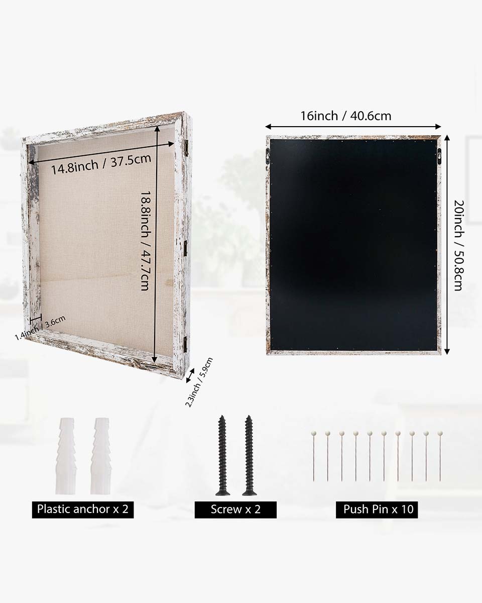 Rustic White Shadow Box Frame Window Door With Hinge in 7 Sizes