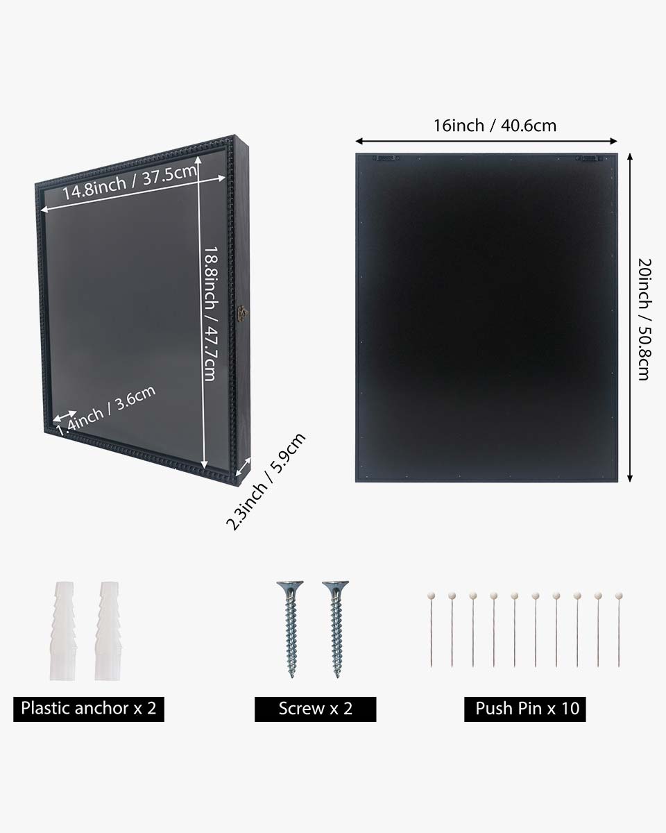 Black Deep Front Open with Hinge Beaded Designed Picture Shadow Box with Linen Back in 3 Sizes