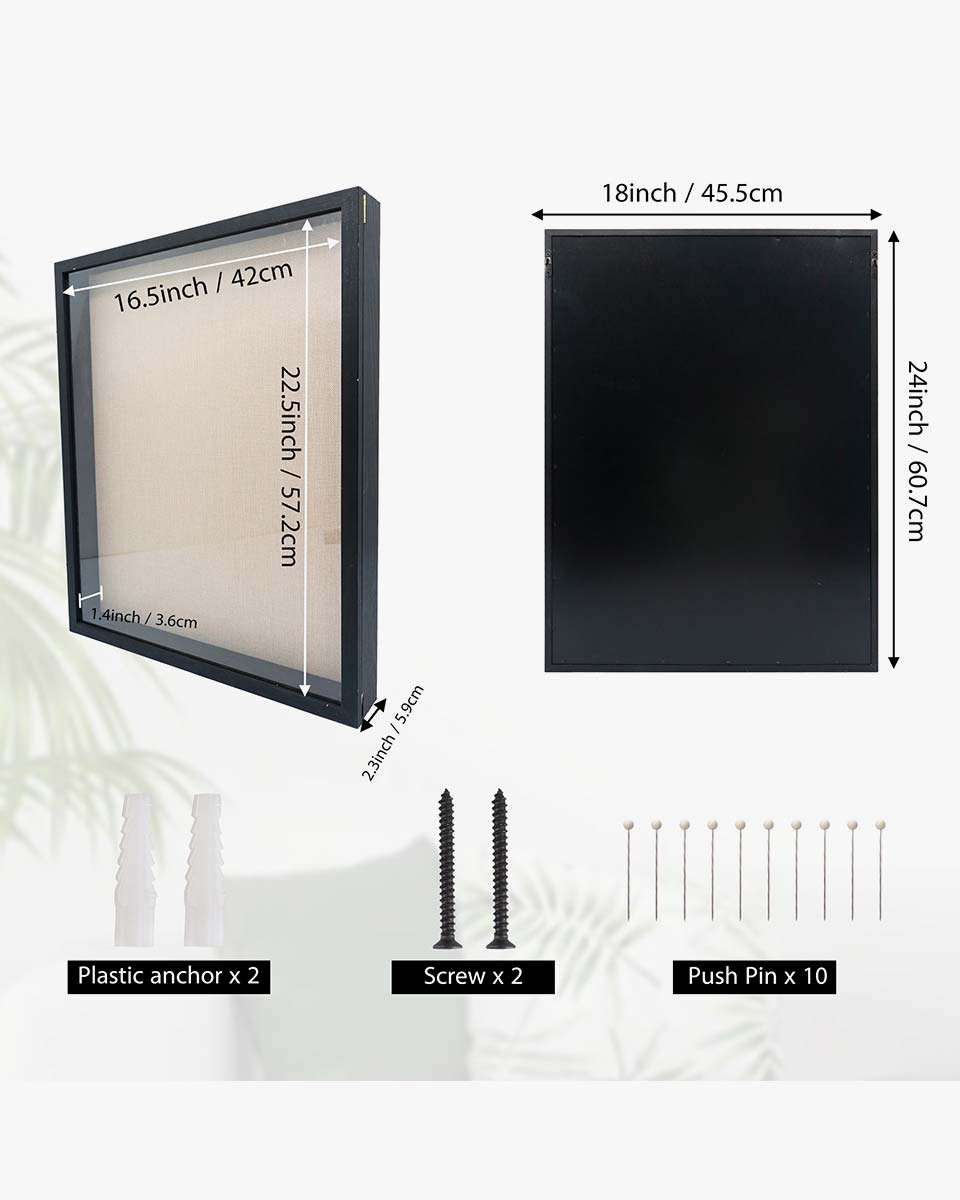 Rustic Black Shadow Box Frame Window Door With Hinge in 7 Sizes