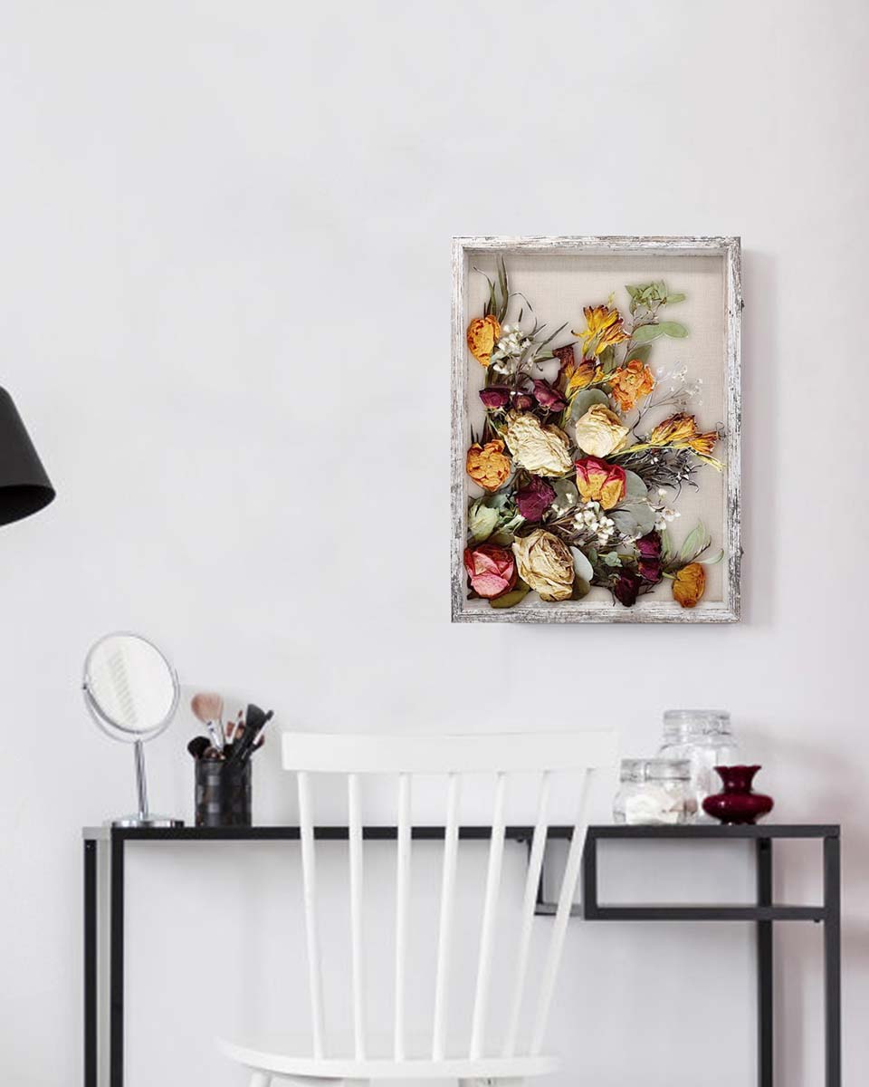 Rustic White Shadow Box Frame Window Door With Hinge in 7 Sizes