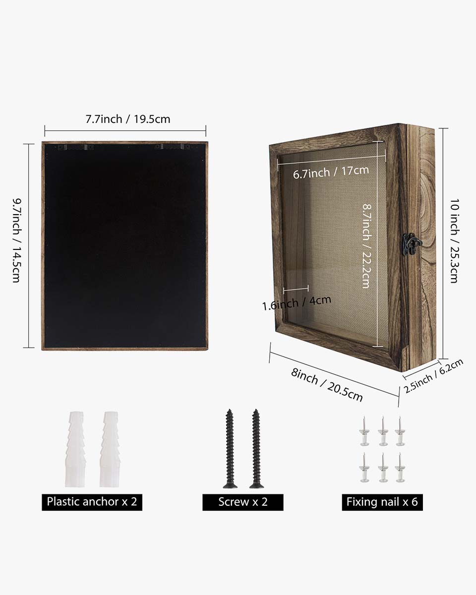 Carbonized Black Shadow Box Frame Window Door with Hinge - 6 Sizes Available