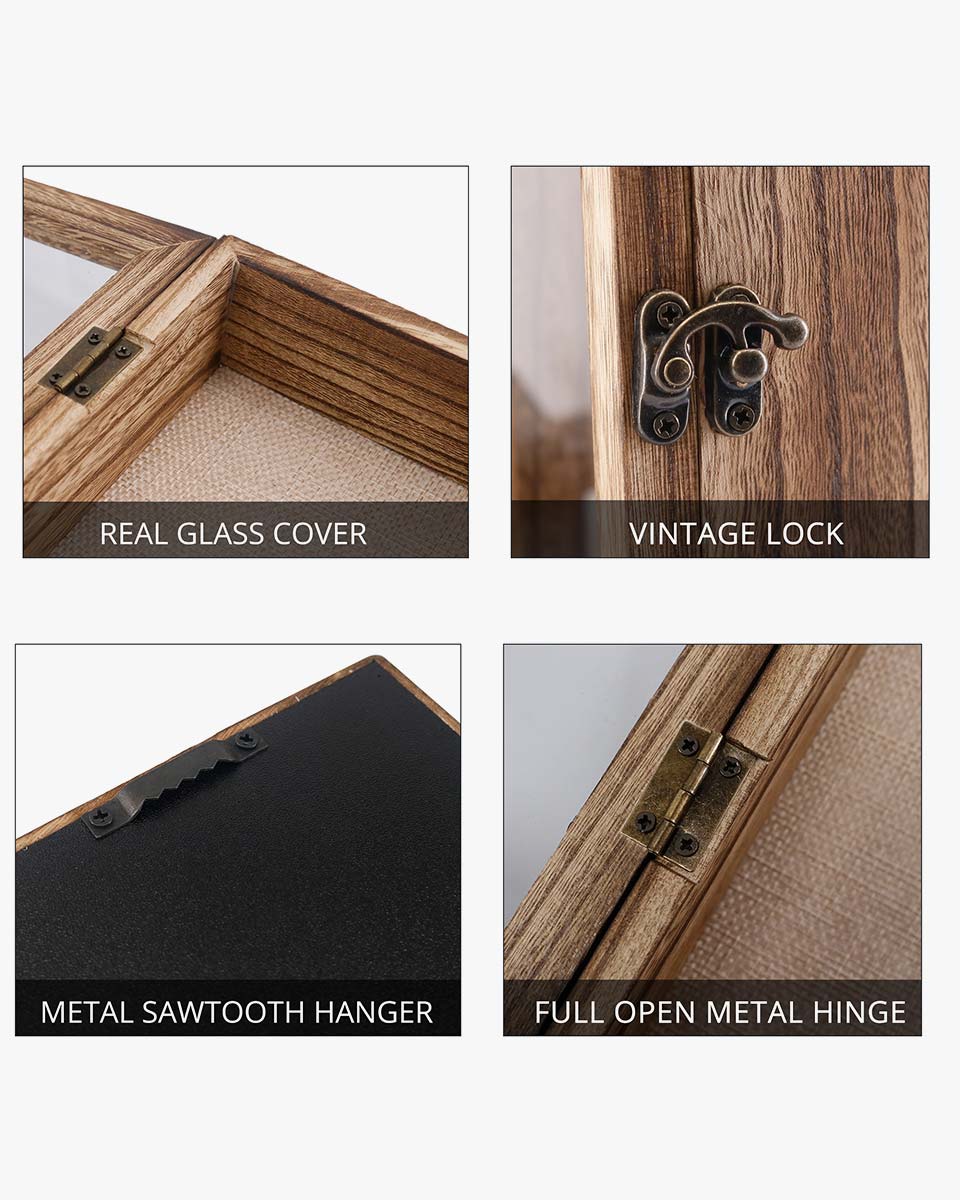 Carbonized Black Shadow Box Frame Window Door with Hinge - 6 Sizes Available