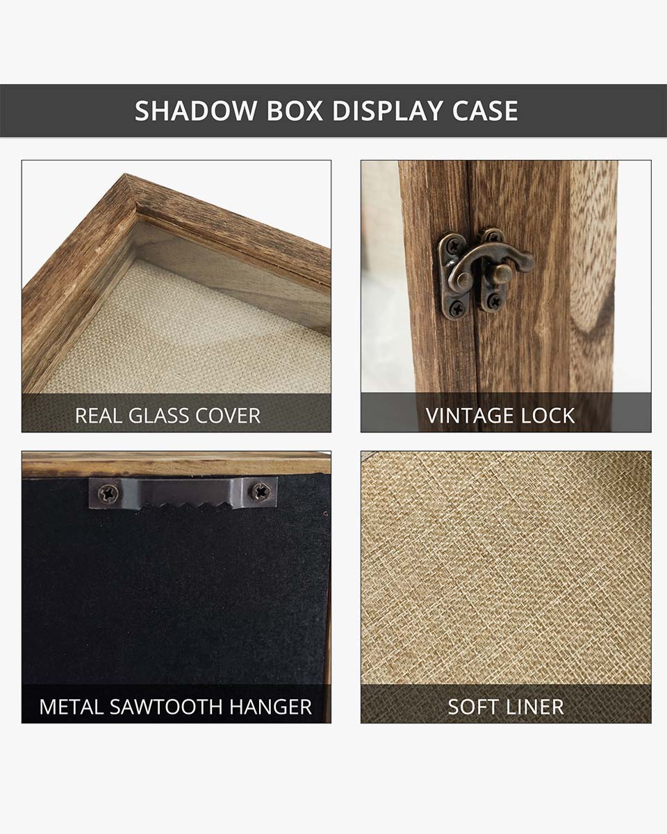 Carbonized Black Shadow Box Frame Window Door with Hinge - 6 Sizes Available