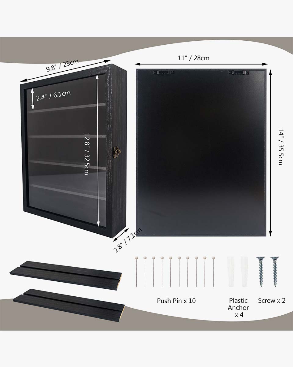 Rustic Black Shadow Box Frame Window Door with Removable Shelves in 4 Sizes
