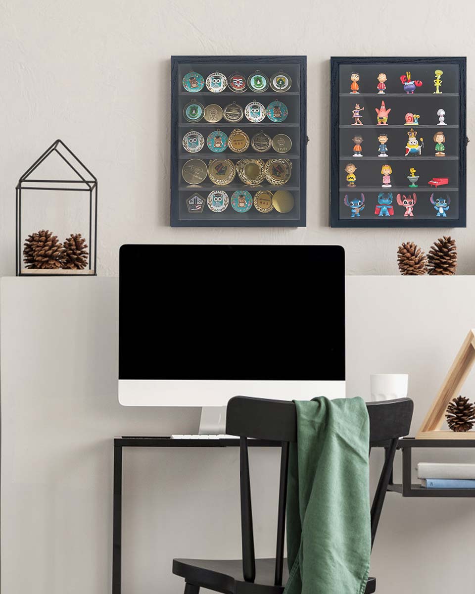 Rustic Black Shadow Box Frame Window Door with Removable Shelves in 4 Sizes