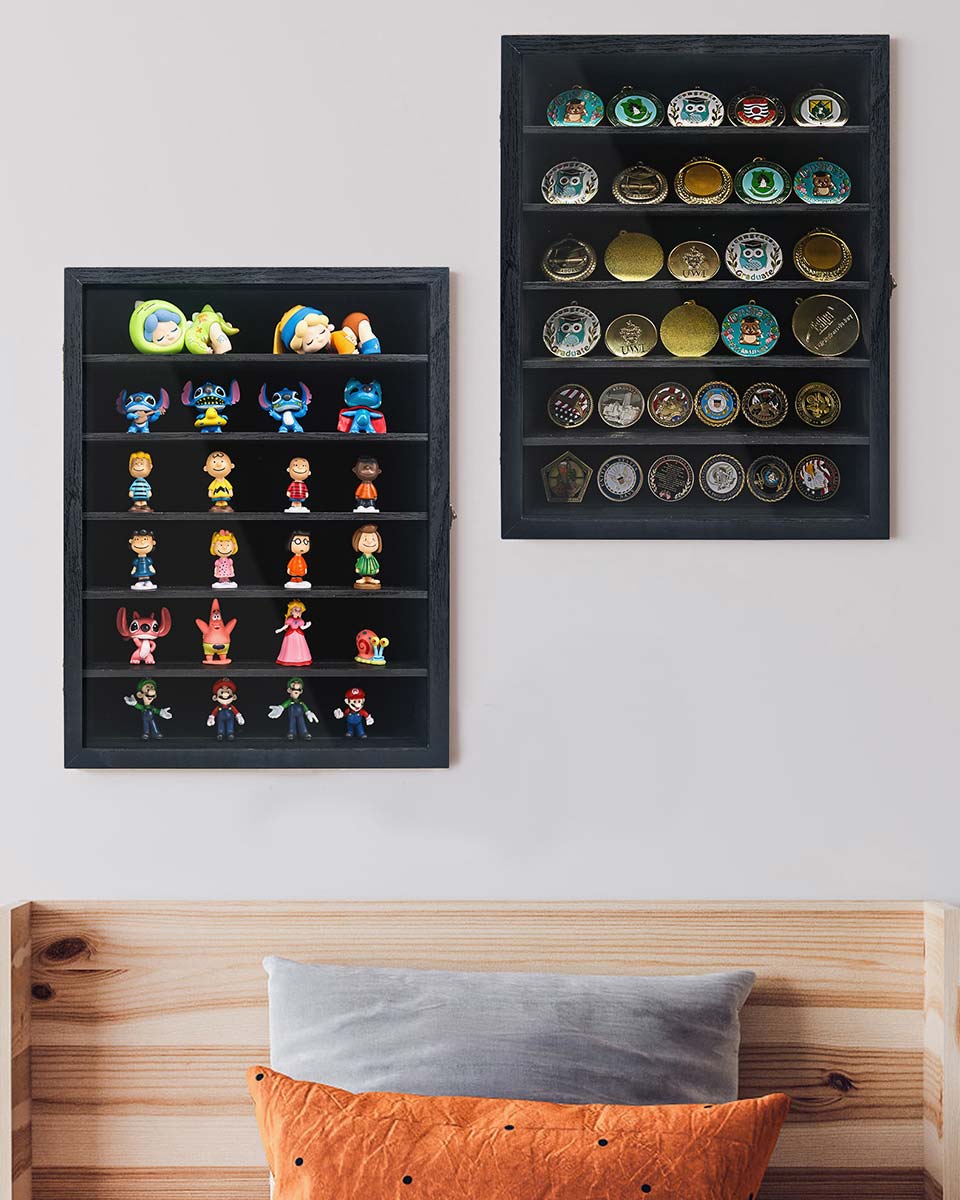 Rustic Black Shadow Box Frame Window Door with Removable Shelves in 4 Sizes