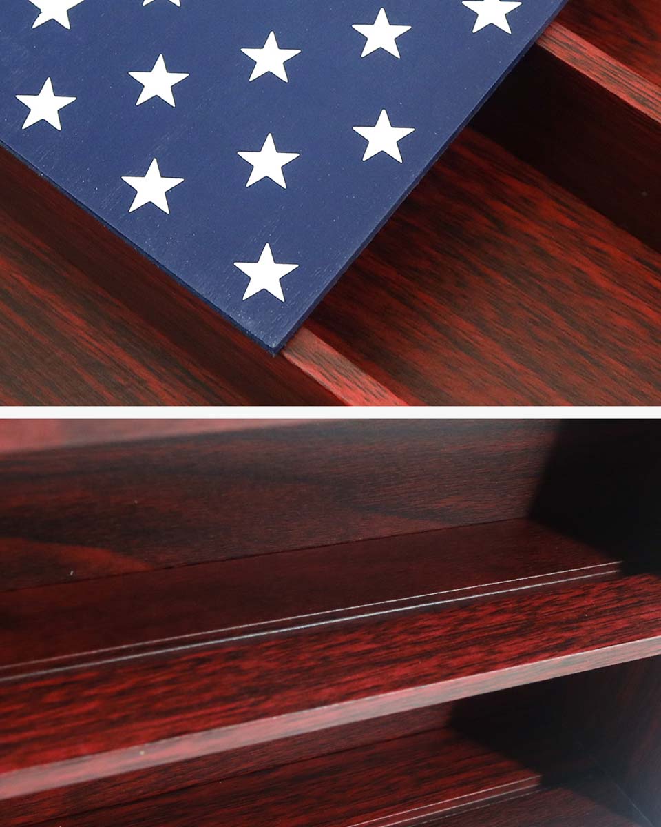 Wooden American Flag Challenge Coin Medal Display Case Frame 12x16 – 2 Colors Available