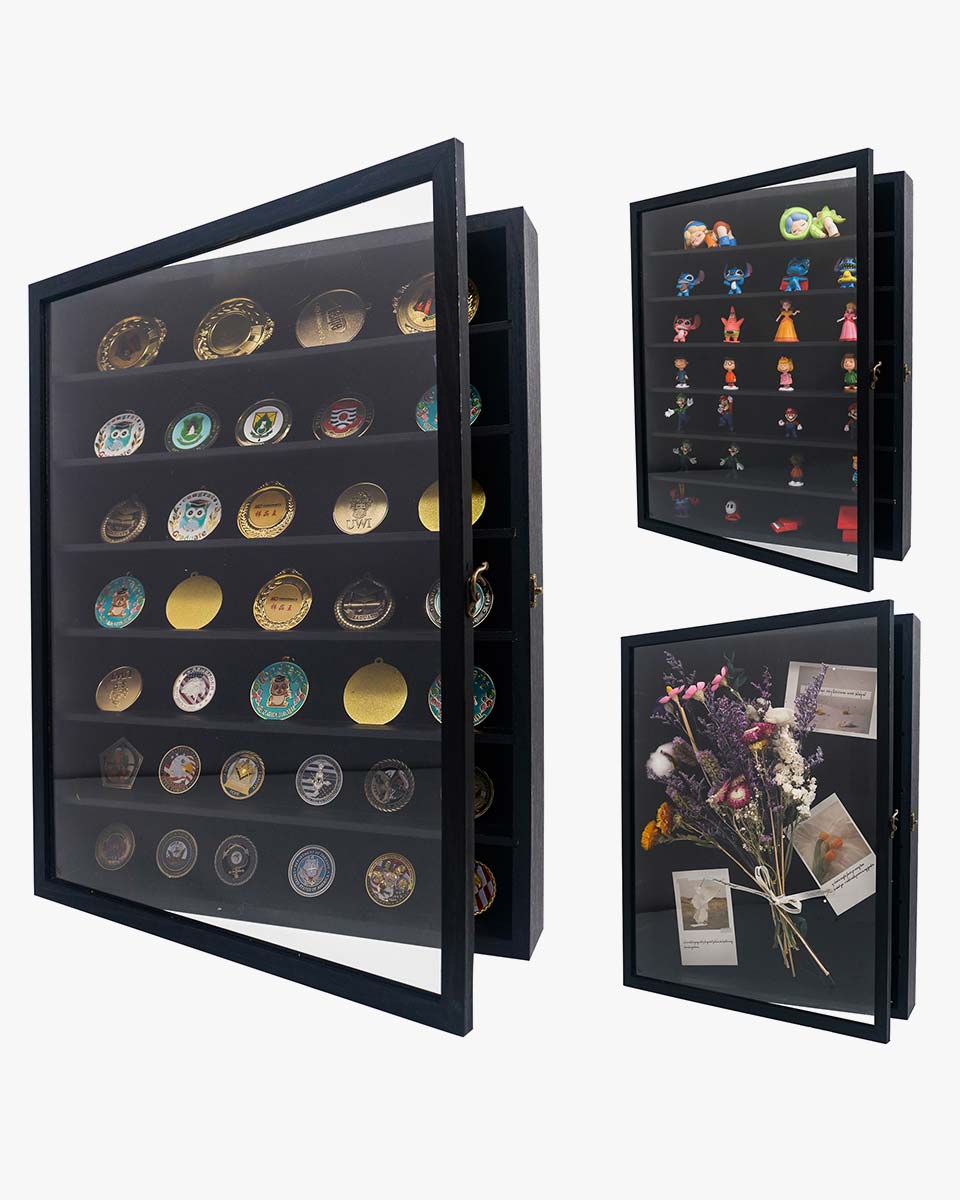 Rustic Black Shadow Box Frame Window Door with Removable Shelves in 4 Sizes
