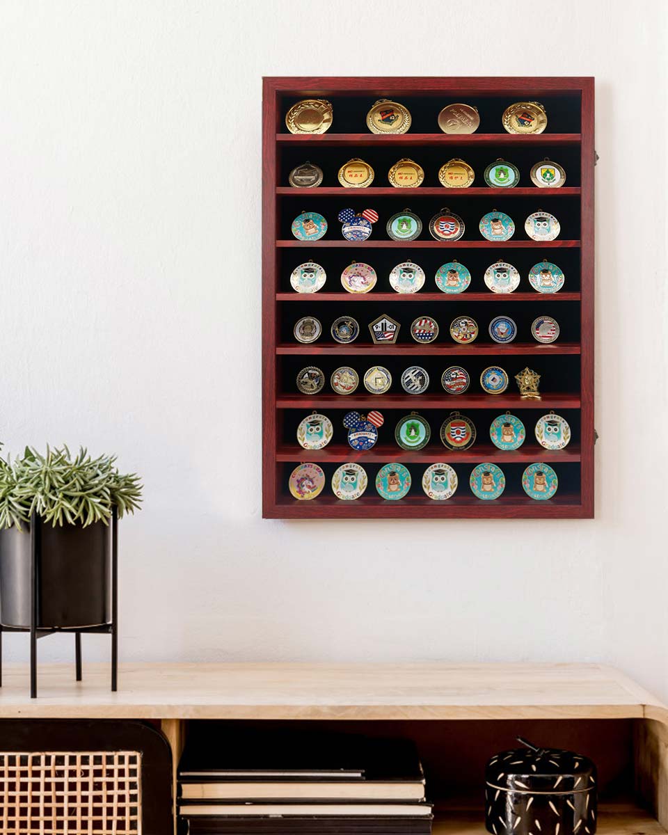Red Shadow Box Frame Window Door with Removable Shelves in 4 Sizes
