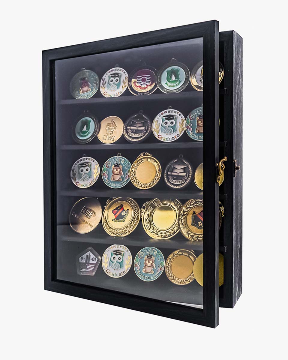 Rustic Dark Gray Two Door Shadowbox Cabinet