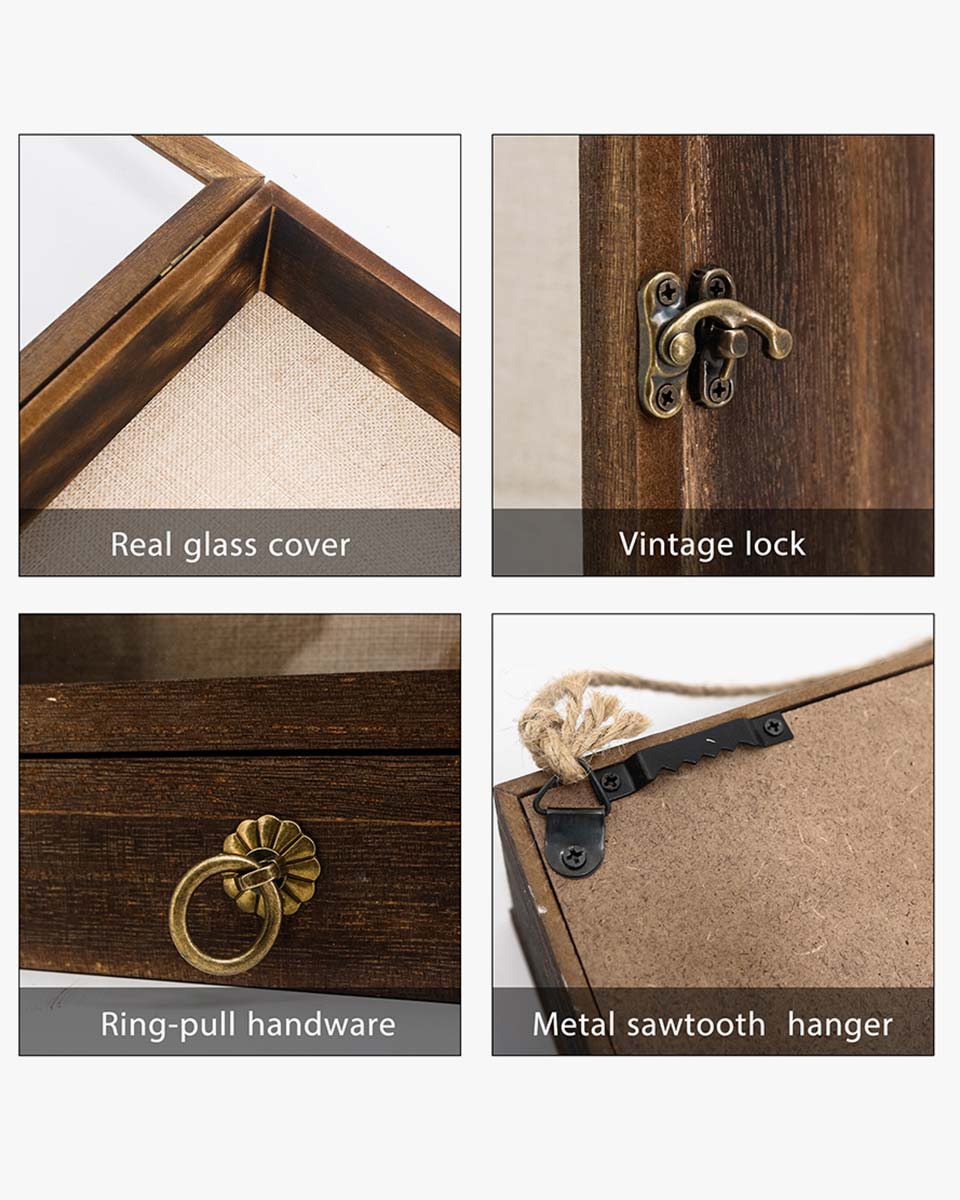 Wooden Shadow Box Frame with Drawer and Soft Line Back - 3 Colors Available