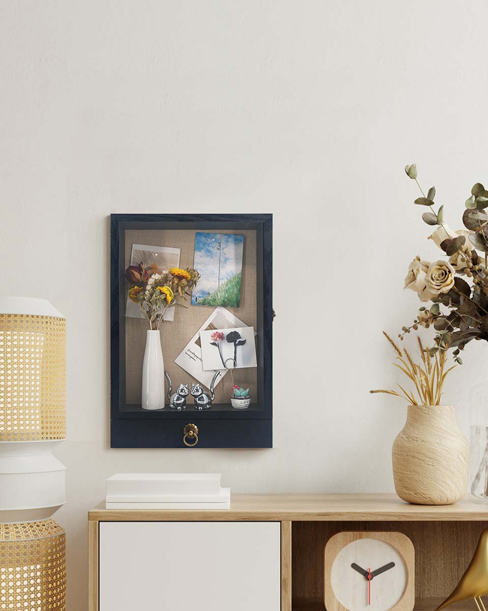 Wooden Shadow Box Frame with Drawer and Soft Line Back - 3 Colors Available