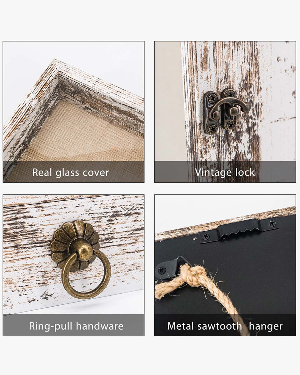 Wooden Shadow Box Frame with Drawer and Soft Line Back - 3 Colors Available