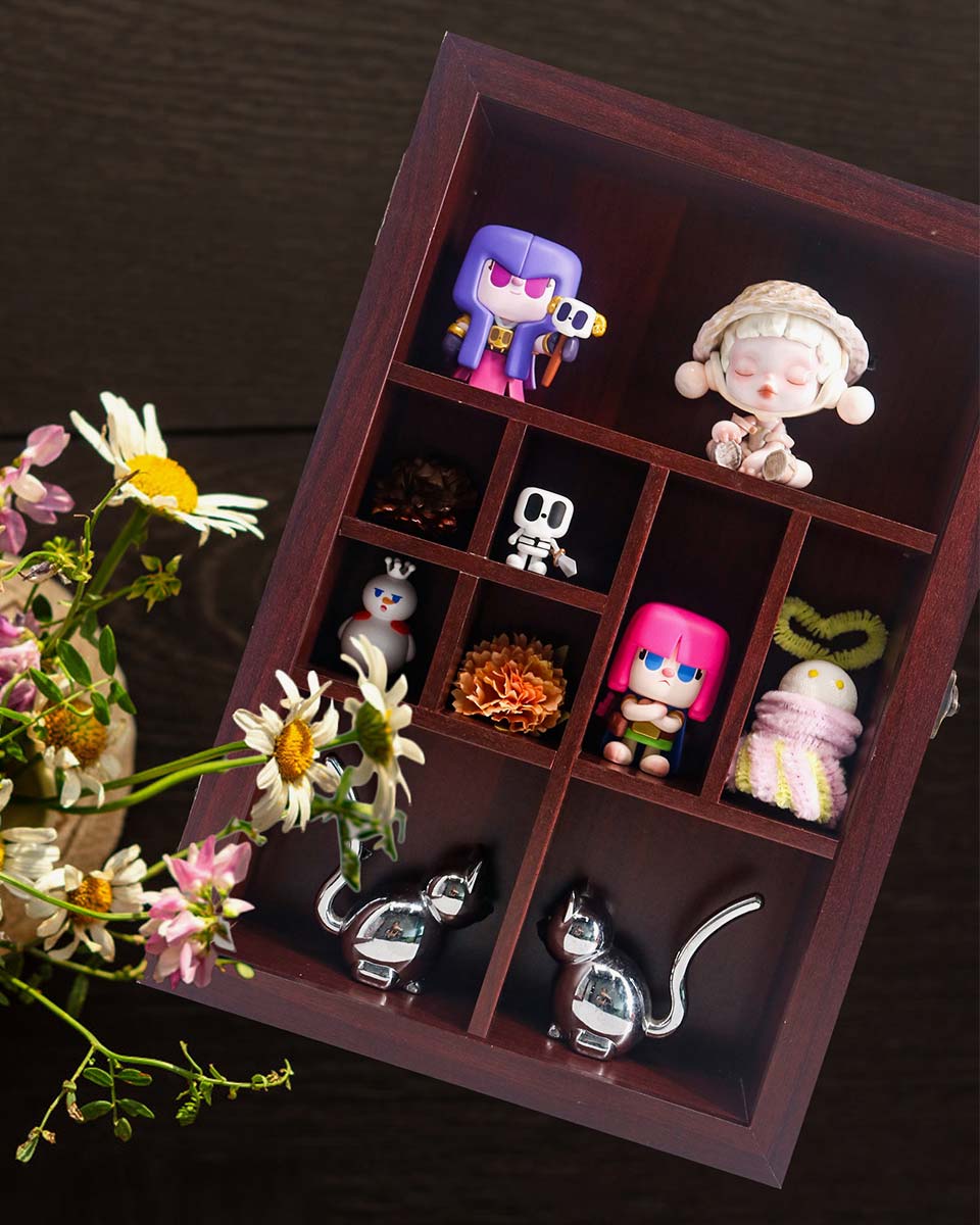 Rock Crystal Collection Box with Shelves - Onyx Opal Crystal Stand Displayed in 9 Different Sizes - 3 Colors Available