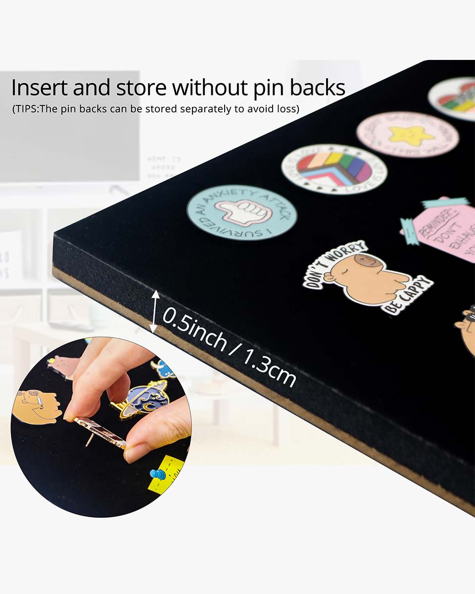 Black Enamel Pin Collection Display Case Frame with Real Glass - 2 Sizes Available