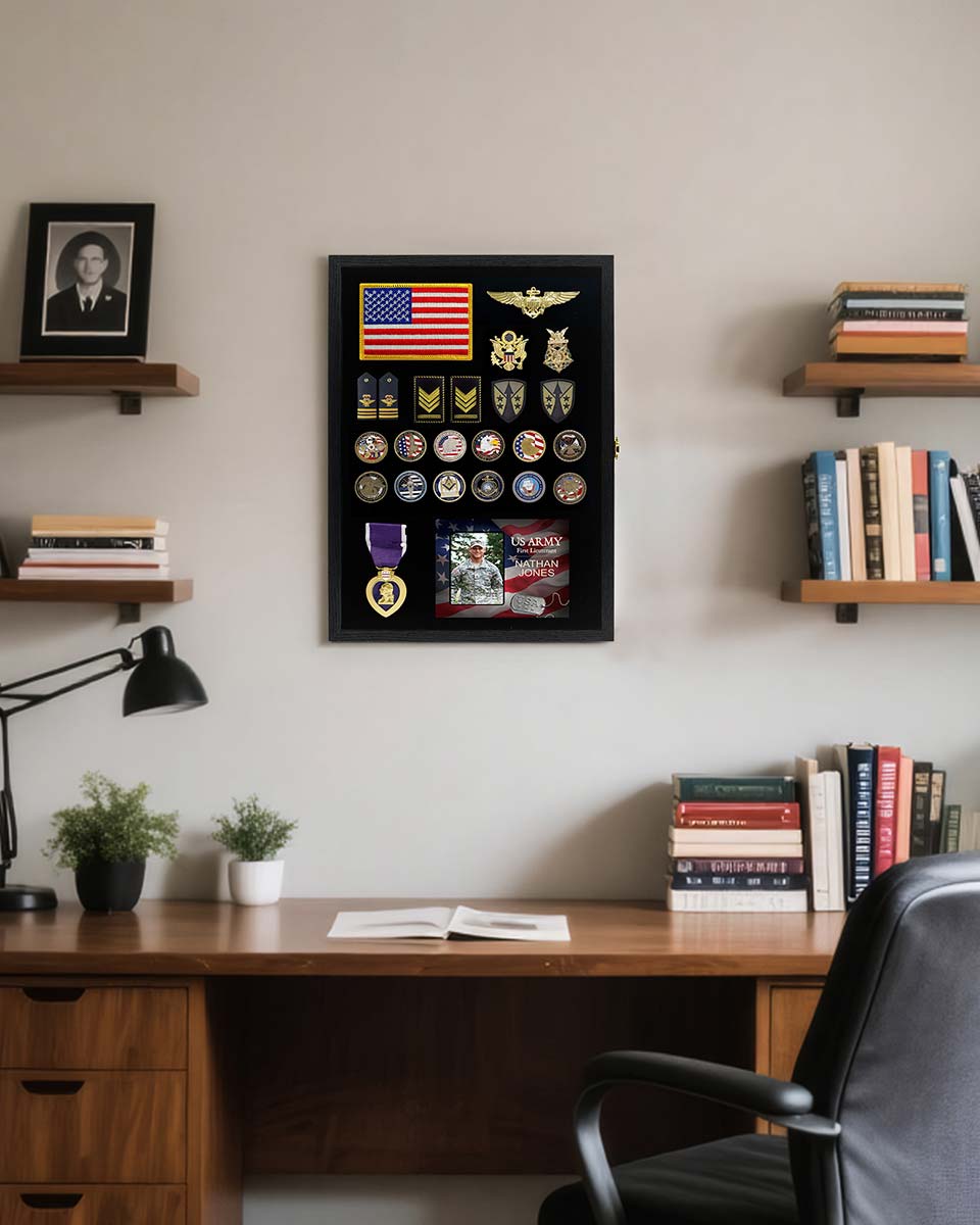 Black Enamel Pin Collection Display Case Frame with Real Glass - 2 Sizes Available