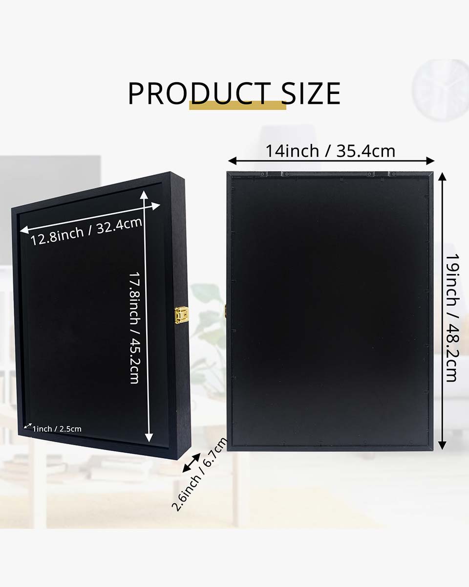 Black Enamel Pin Collection Display Case Frame with Real Glass - 2 Sizes Available