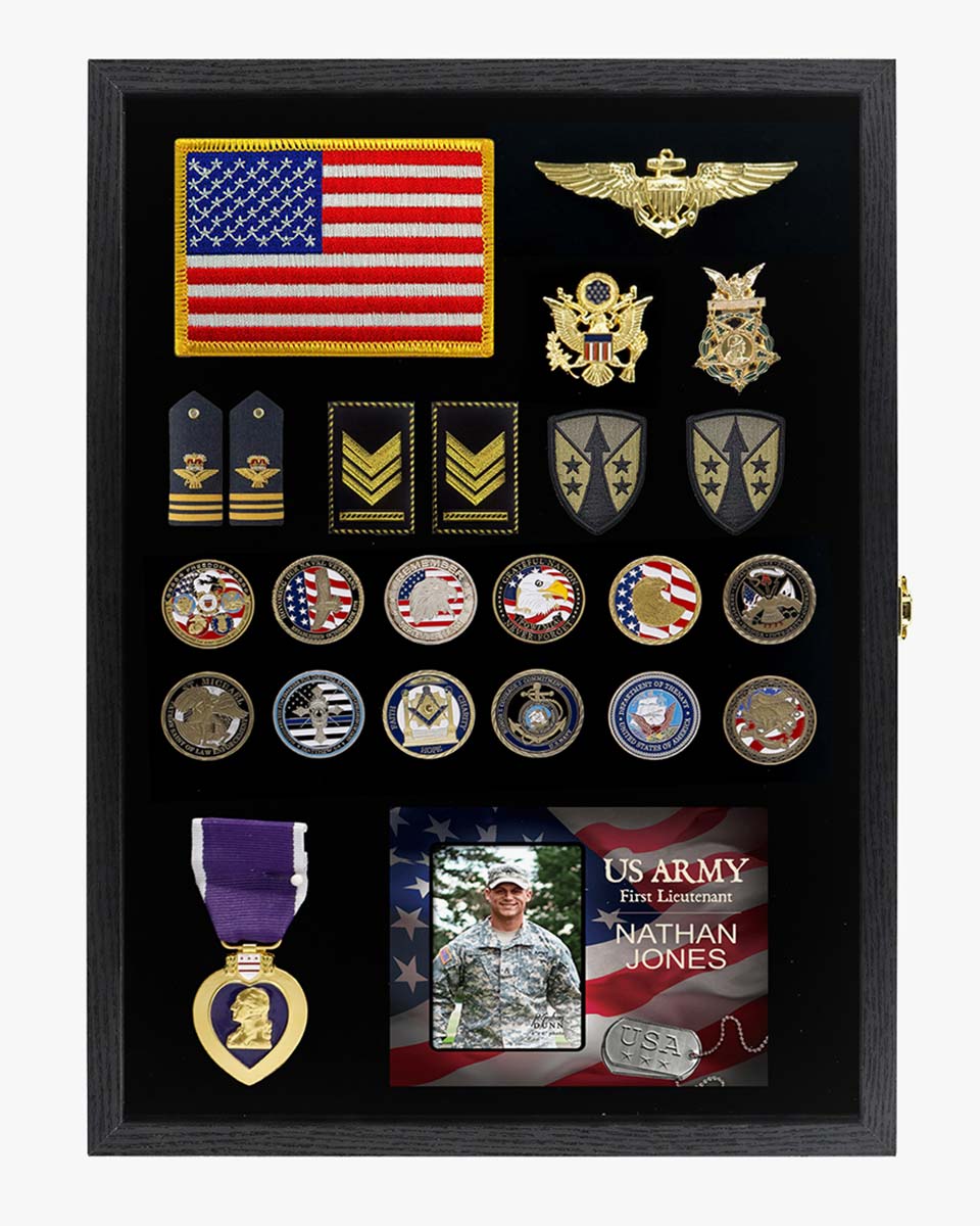 Black Enamel Pin Collection Display Case Frame with Real Glass - 2 Sizes Available