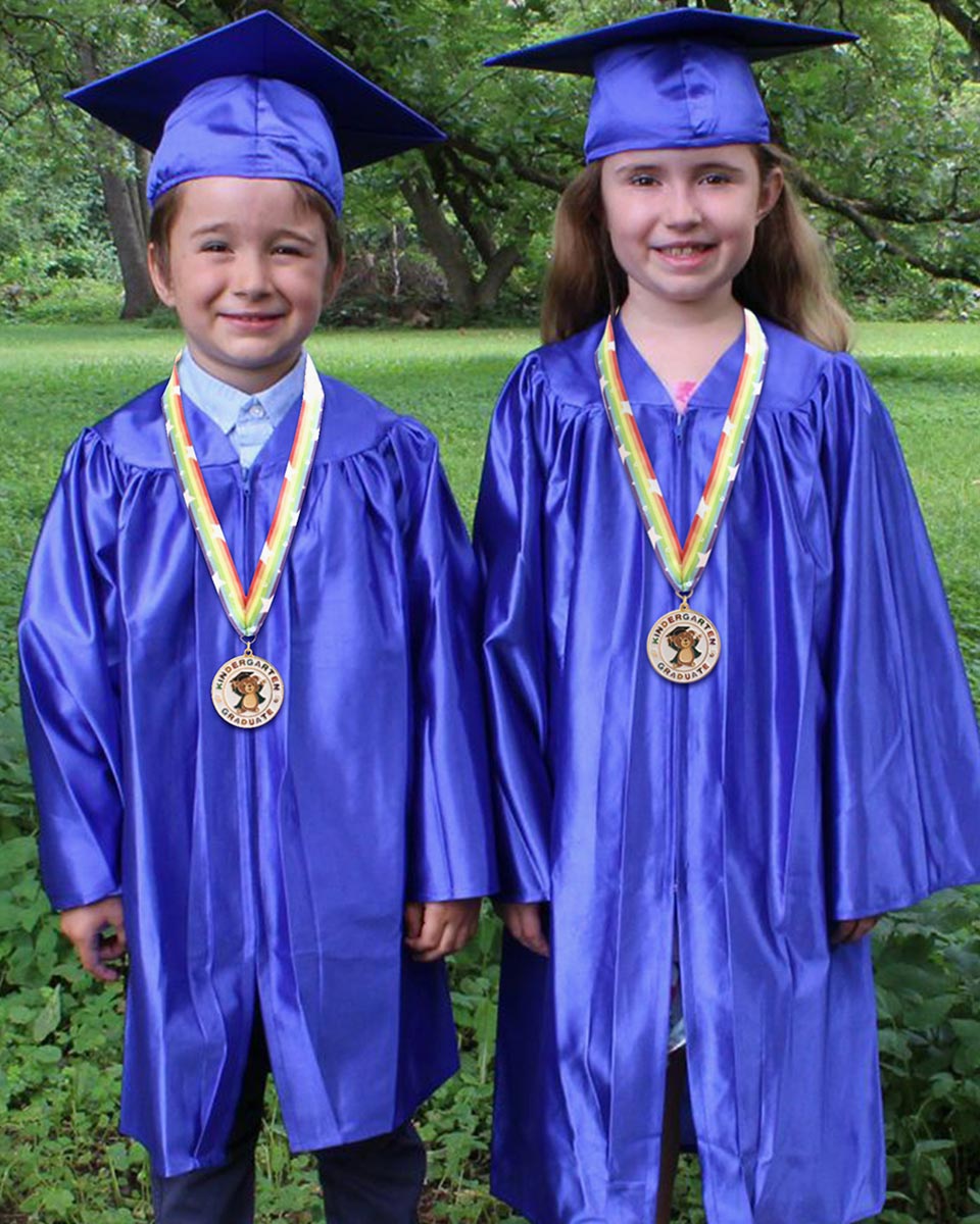 Kindergarten Graduation Bear Medal with Rainbow Neck Ribbon