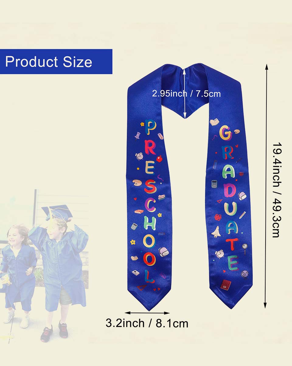 Preschool Graduation Printed Kids Sash Stole – 3 Colors Available