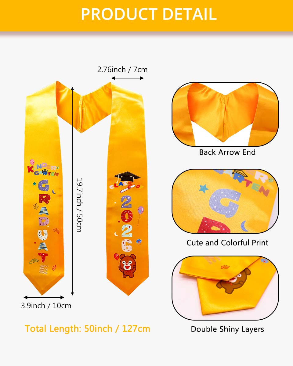Class of 2026 Preschool Kindergarten Owl Printed Graduation Stole 50" Long - Various Colors & Styles Available