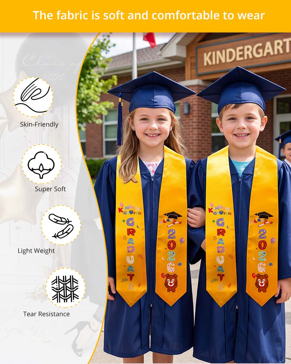Class of 2026 Preschool Kindergarten Owl Printed Graduation Stole 50" Long - Various Colors & Styles Available
