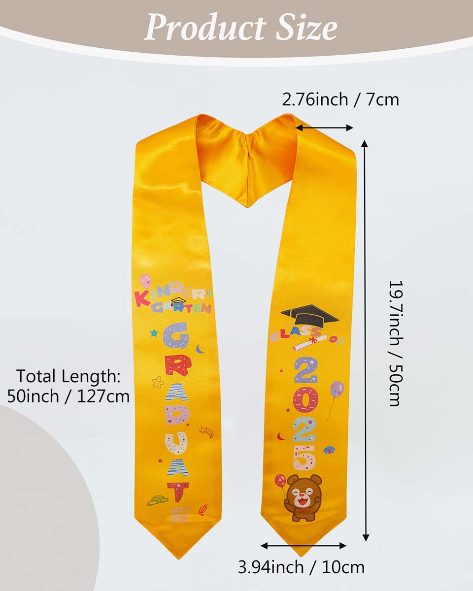 Class of 2025 Preschool Kindergarten Owl Printed Graduation Stole 50" Long - Various Colors & Styles Available