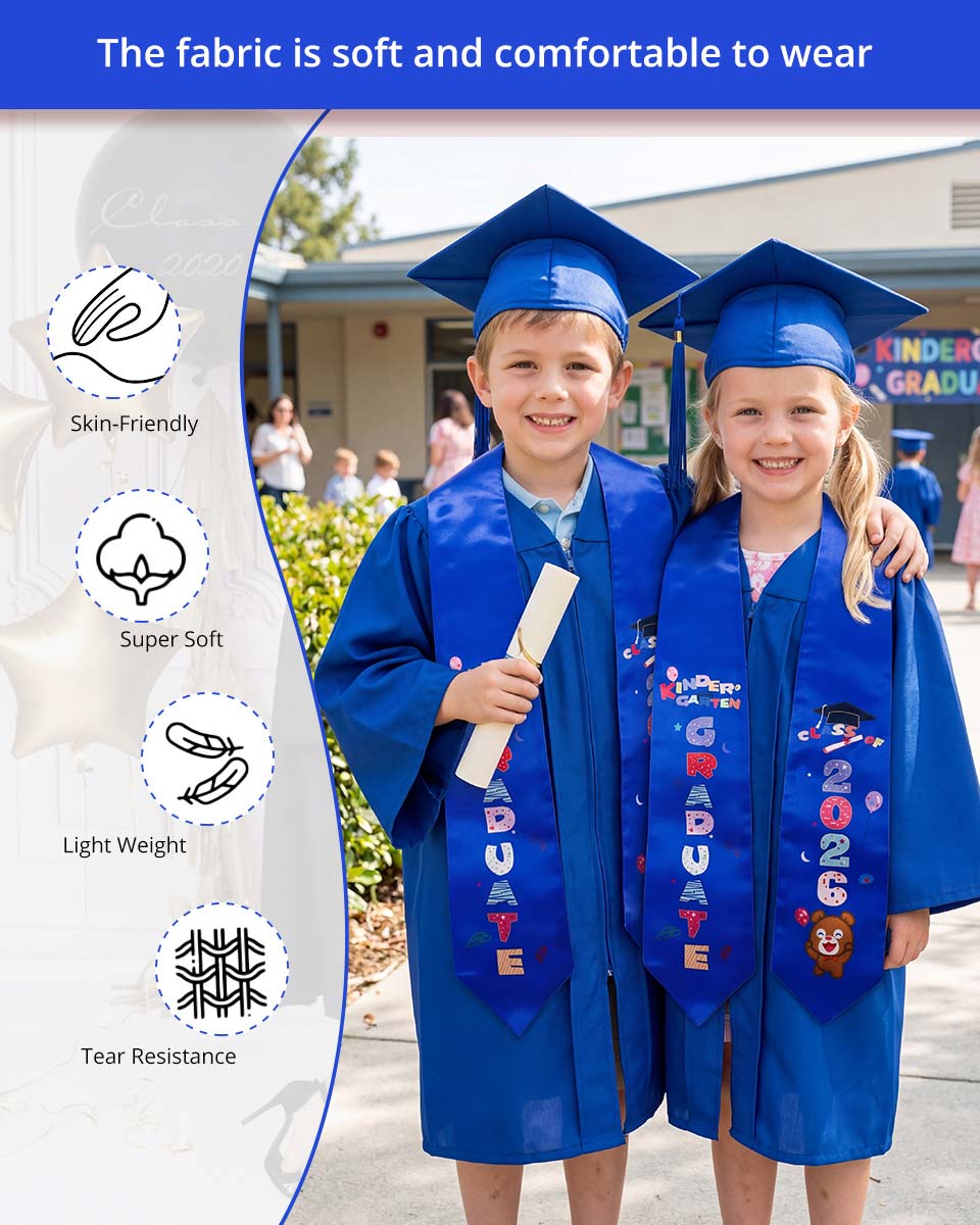 Class of 2026 Preschool Kindergarten Owl Printed Graduation Stole 50" Long - Various Colors & Styles Available
