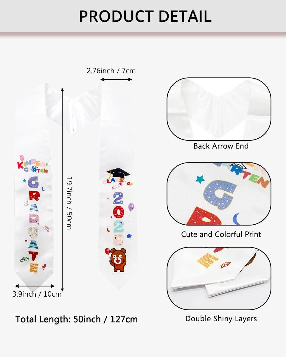 Class of 2026 Preschool Kindergarten Owl Printed Graduation Stole 50" Long - Various Colors & Styles Available