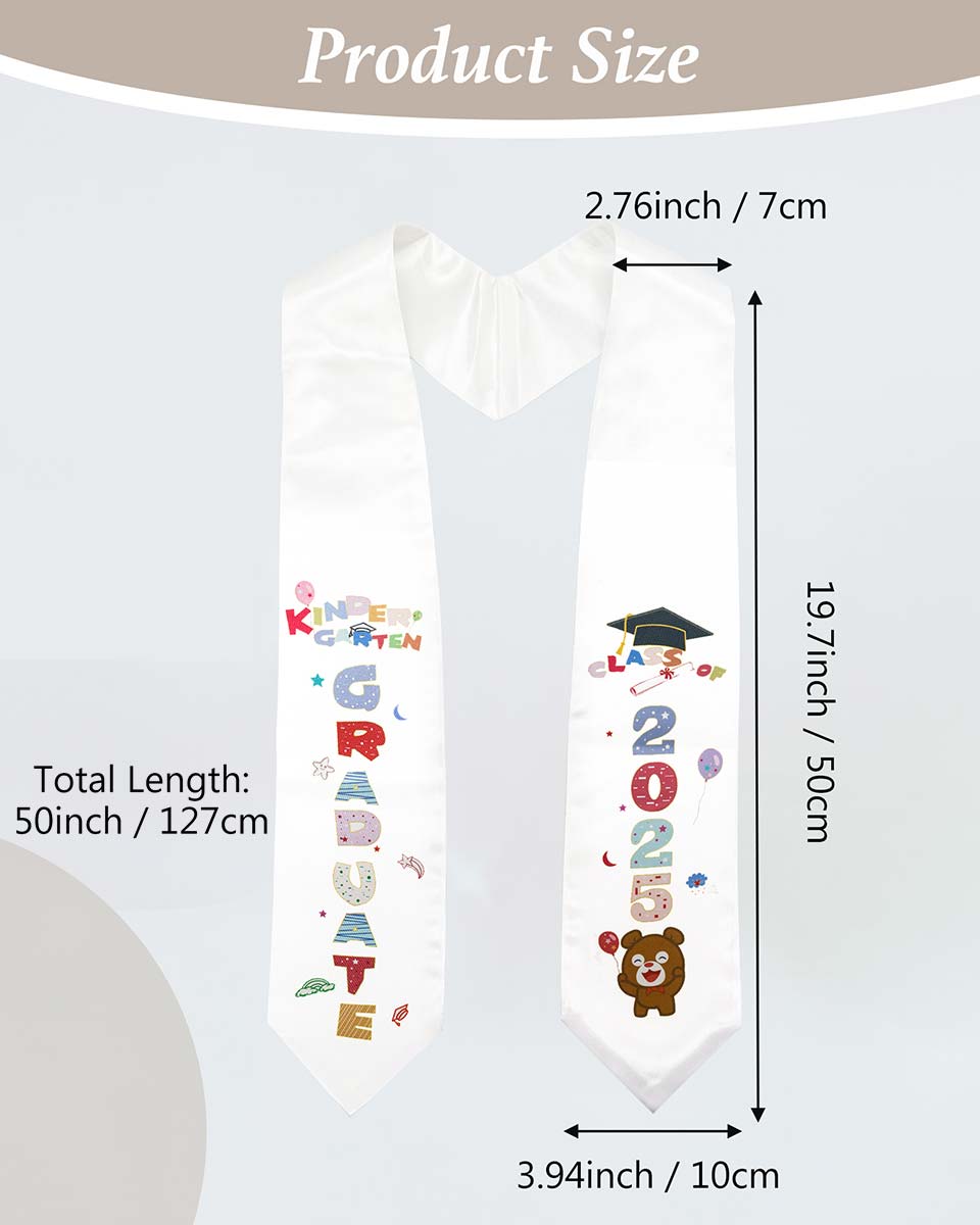 Class of 2025 Preschool Kindergarten Owl Printed Graduation Stole 50" Long - Various Colors & Styles Available