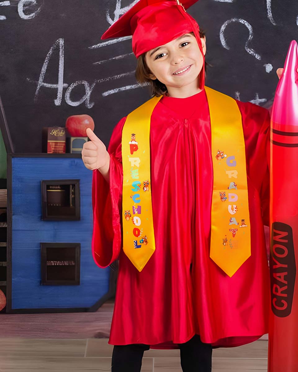 Class of 2025 Preschool Kindergarten Owl Printed Graduation Stole 50" Long - Various Colors & Styles Available