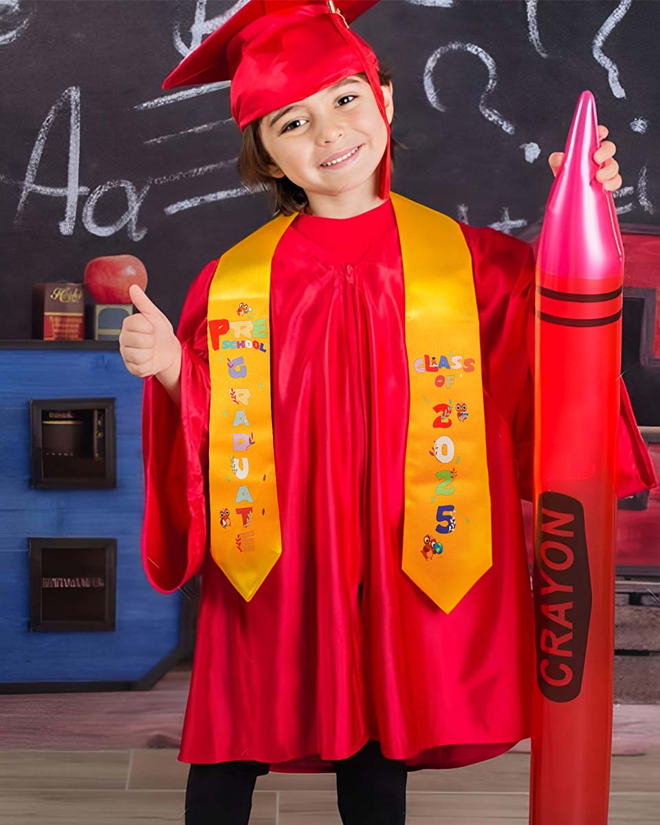 Class of 2025 Preschool Kindergarten Owl Printed Graduation Stole 50" Long - Various Colors & Styles Available