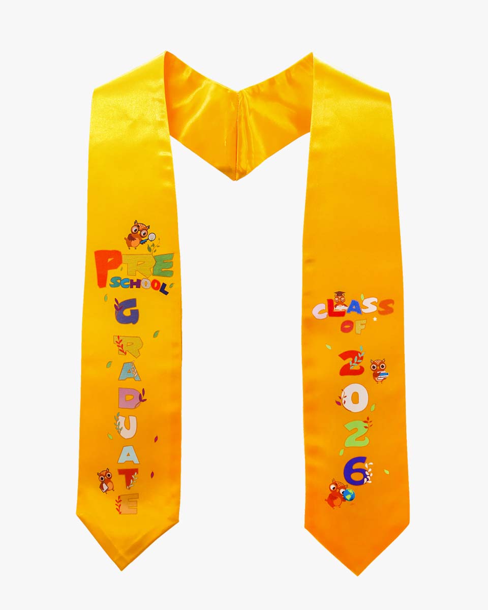Class of 2026 Preschool Kindergarten Owl Printed Graduation Stole 50" Long - Various Colors & Styles Available