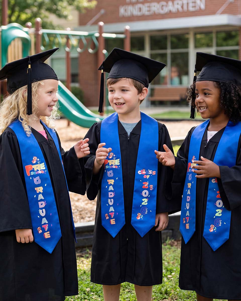 Class of 2026 Preschool Kindergarten Owl Printed Graduation Stole 50" Long - Various Colors & Styles Available