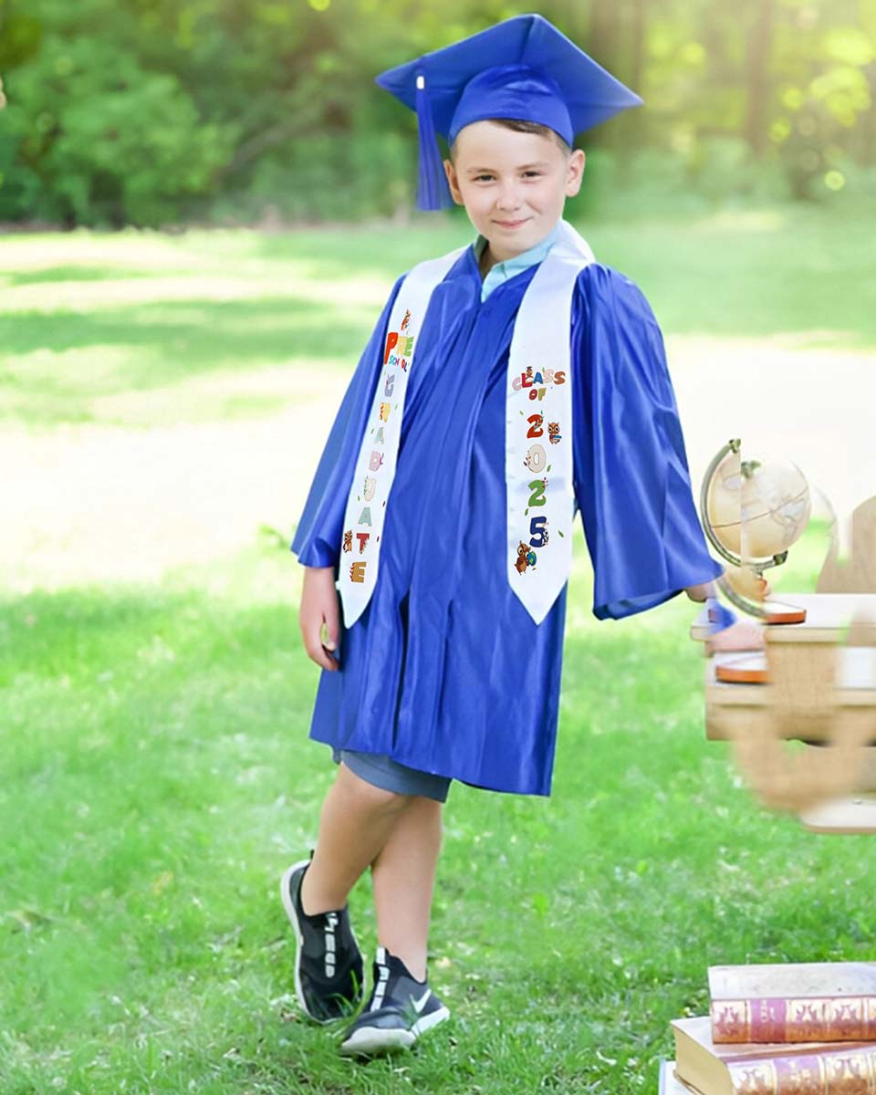 Class of 2025 Preschool Kindergarten Owl Printed Graduation Stole 50" Long - Various Colors & Styles Available