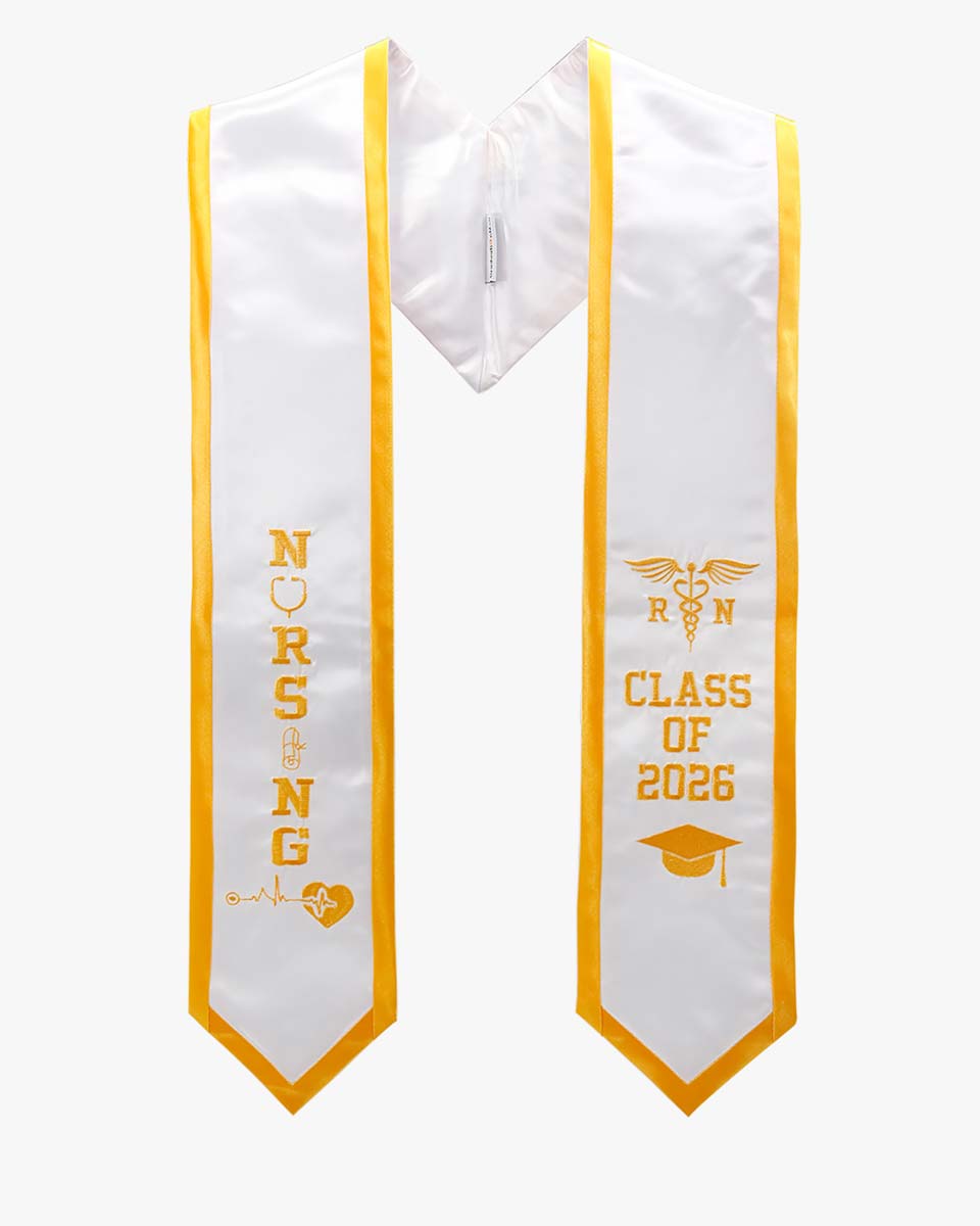 Class of 2026 Embroidered RN Nursing Graduation Stole with Medical Logo for Nurse - 2 Colors Available