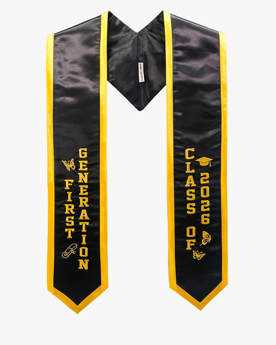 Class of 2026 Embroidered First Generation Graduation Stole for High School College - 2 Colors Available