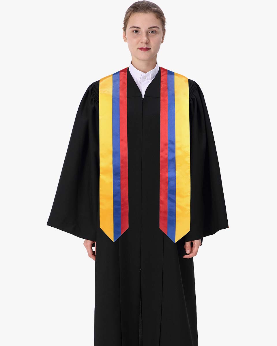 17 Country Flag Graduation Stoles Embroidery Sashes for Study Aboard International Students