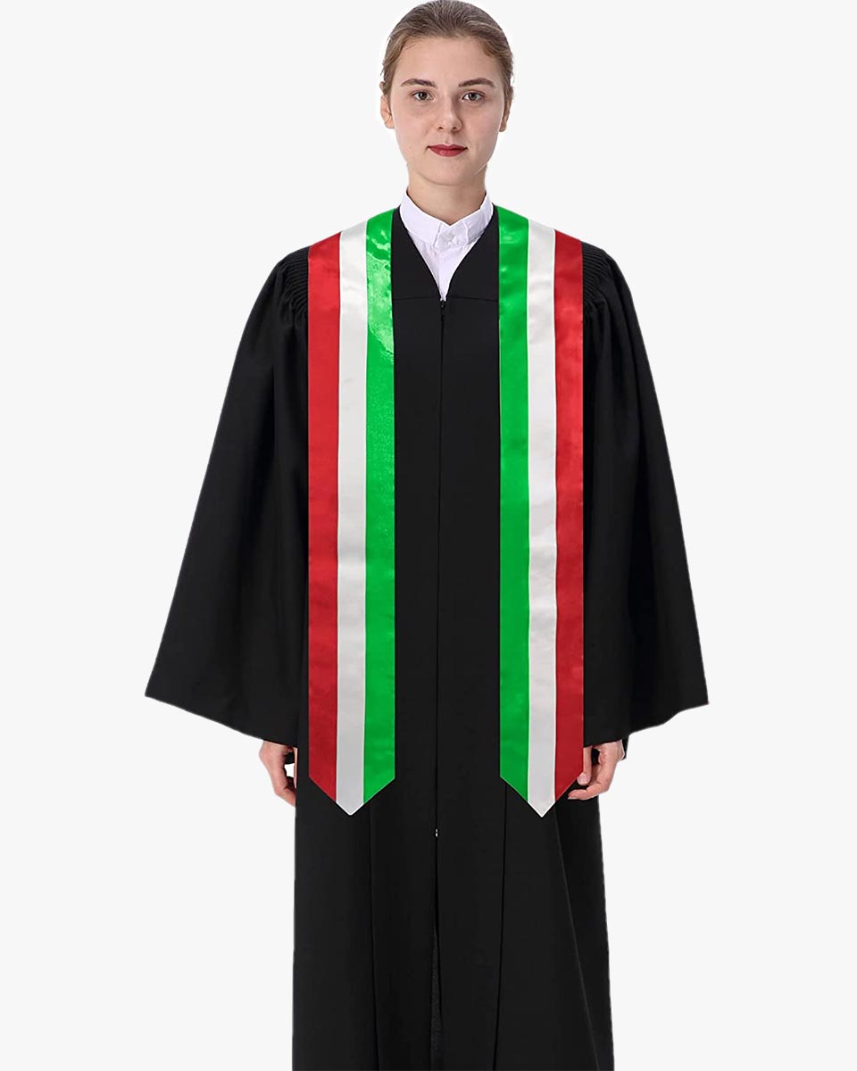 17 Country Flag Graduation Stoles Embroidery Sashes for Study Aboard International Students