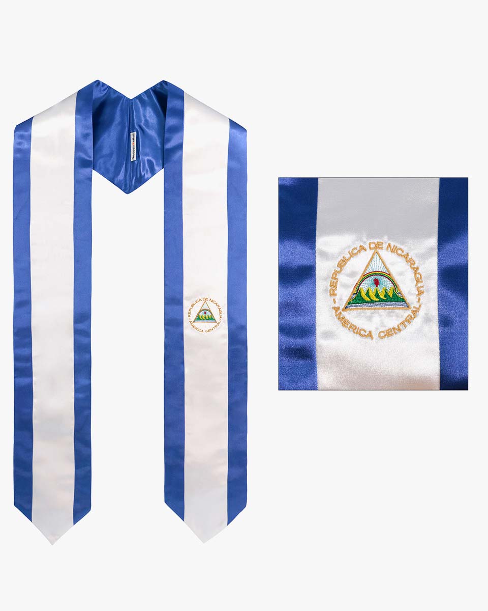 17 Country Flag Graduation Stoles Embroidery Sashes for Study Aboard International Students