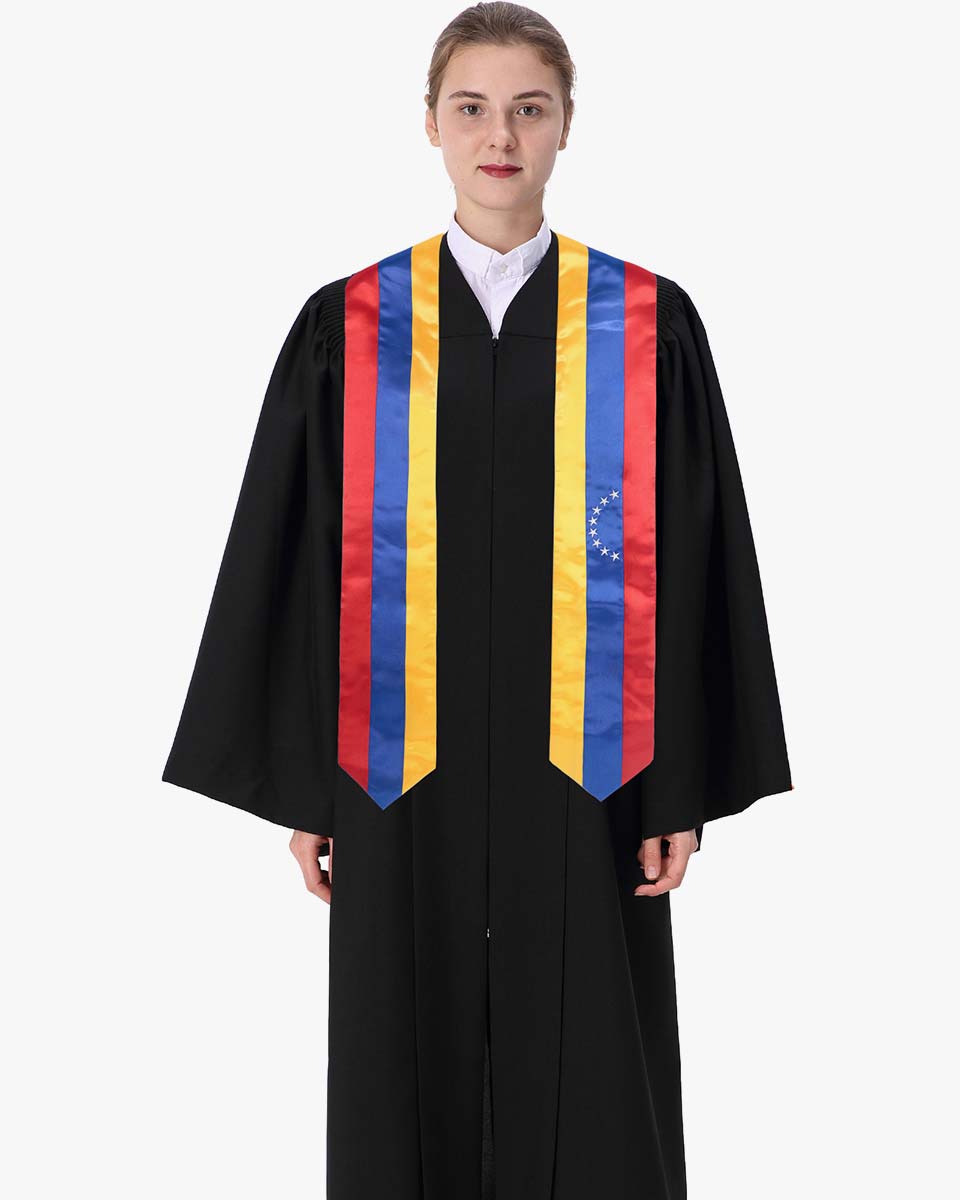 17 Country Flag Graduation Stoles Embroidery Sashes for Study Aboard International Students