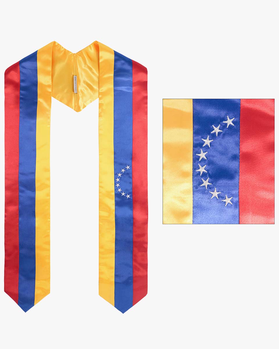 17 Country Flag Graduation Stoles Embroidery Sashes for Study Aboard International Students