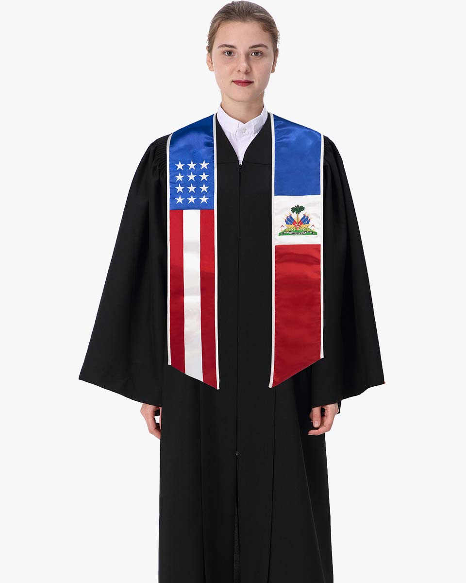 7 Mixed Flag Graduation Stoles Embroidery Sashes for Study Aboard Students