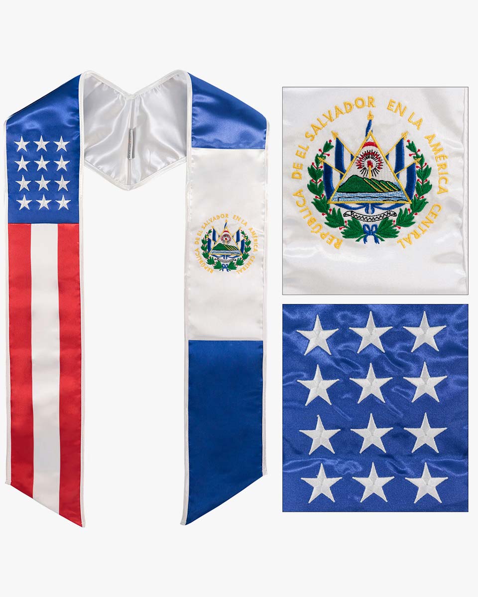 7 Mixed Flag Graduation Stoles Embroidery Sashes for Study Aboard Students